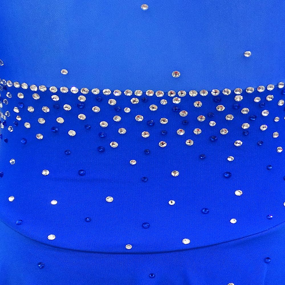 Figure Skating Dress Women's Skating Dress Blue Spandex Sports Competition Skating Wear Breathable Solid Long Sleeve Skating Dress