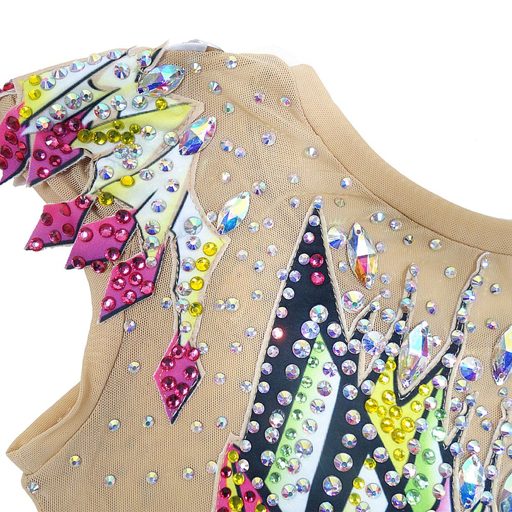 Women's Girls' Rhythmic Gymnastics Leotards Artistic Gymnastics Leotards Jeweled Pink Spandex Dance Rhythmic Gymnastics Artistic Gymnastics Leotard Sleeveless Sport Activewear Handmade
