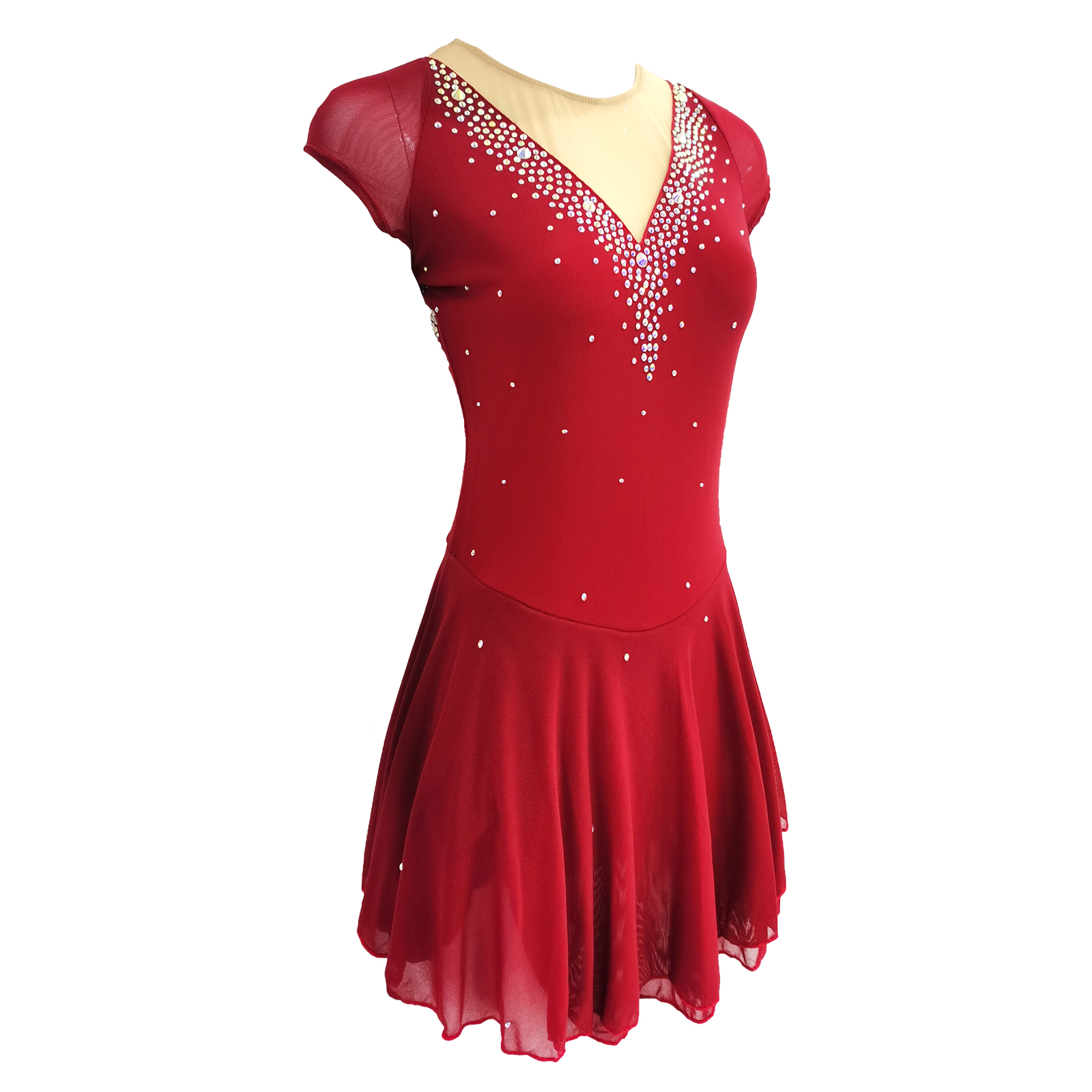 LIUHUO Handmade Figure Skating Dress Women's Girls' Ice Skating Dress Black Mesh Spandex High Elasticity Practice Competition Skating Wear Crystal / Rhinestone Long Sleeve Ice Skating Winter