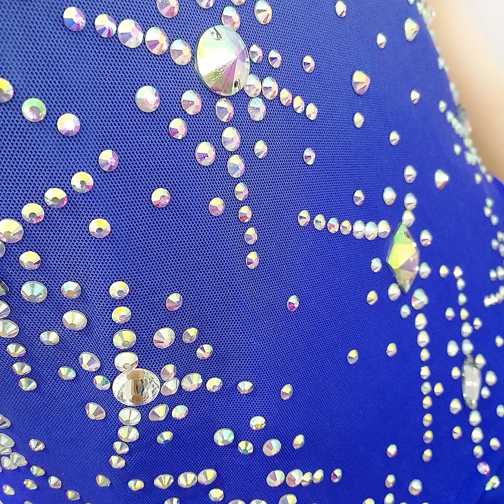 Figure Skating Dress Women's Ice Skating Dress Blue Spandex Leisure Sports Competition Skating Wear Breathable Solid Colored Skating