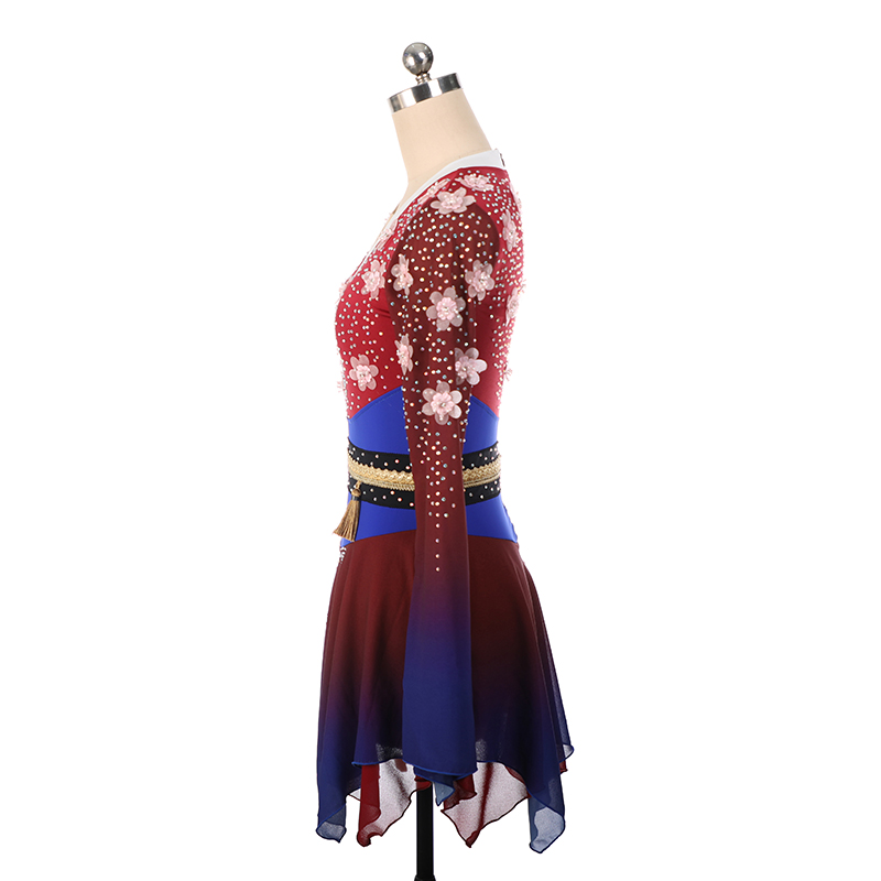 Mulan Design Figure Skating Dress Women's Girls' Ice Skating Dress Red Spandex High Elasticity Training Competition Skating Wear Crystal / Rhinestone Sleeveless Ice Skating Figure Skating