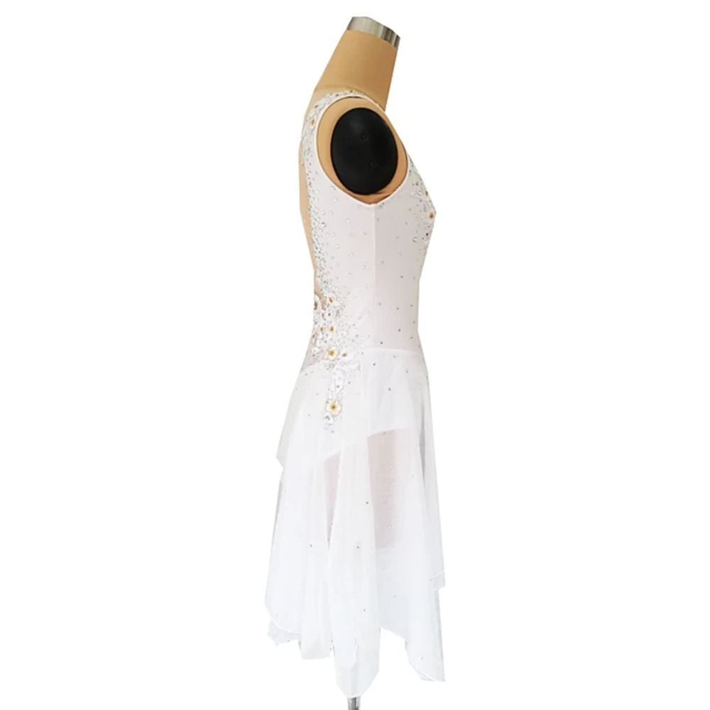 Ice Figure Skating Dress Women High Elasticity Training Competition Skating Wear White Sleeveless Classic / Rhinestone / Kids Performance Wear
