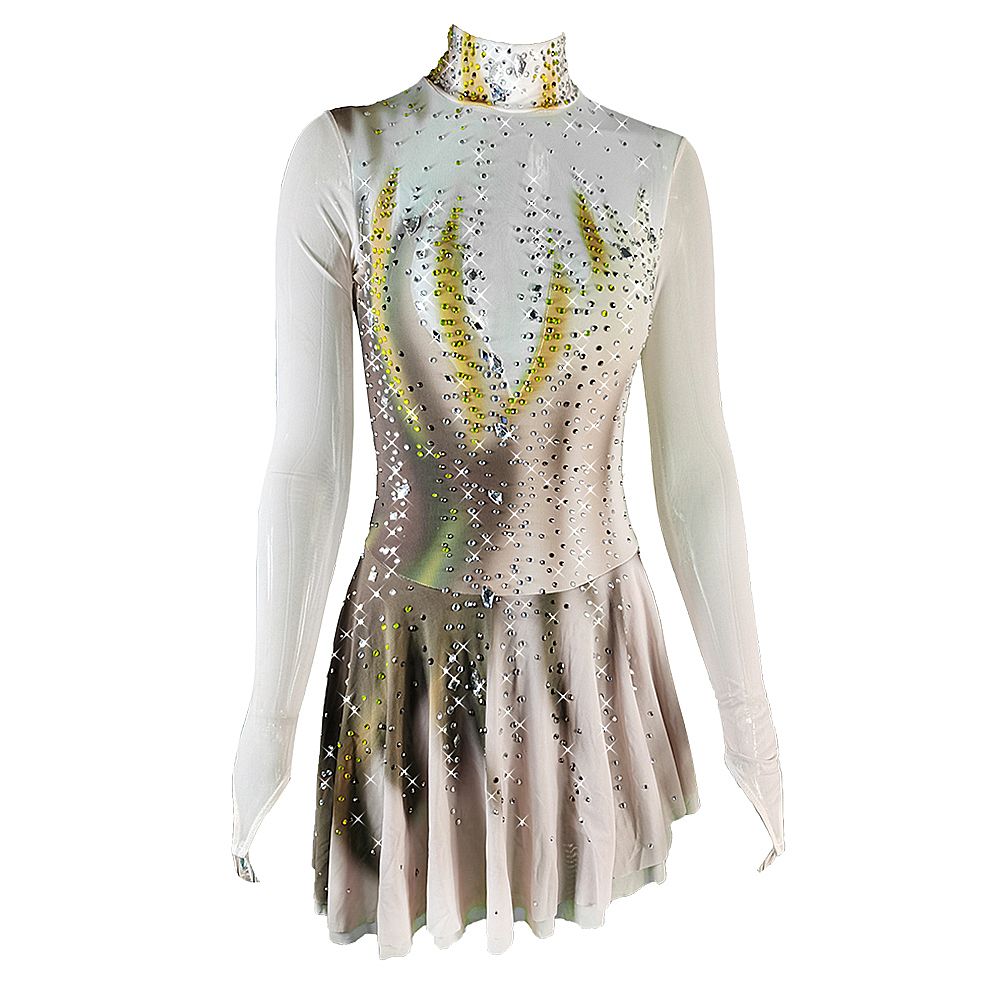 Figure Skating Dress Women's Girls' Ice Skating Dress Black Grey Yan pink Violet Open Back Spandex High Elasticity Training Competition Skating Wear Solid Colored Classic Crystal / Rhinestone / Kids