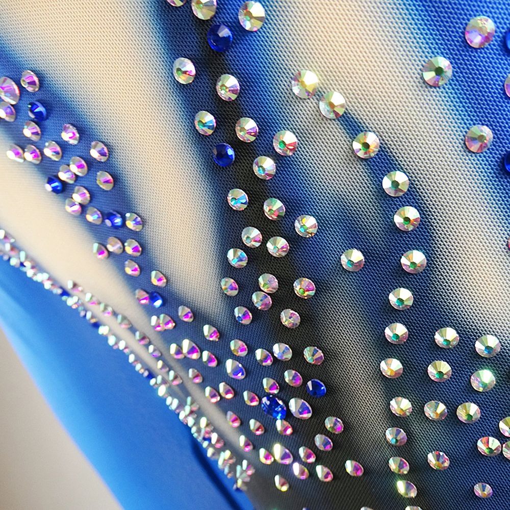 Figure Skating Dress Women's Girls' Ice Skating Skirt Dress Dark Green Asymmetric Hem Spandex High Elasticity Training Competition Skating Wear Multi Color Crystal / Rhinestone Long Sleeve Ice / Kids