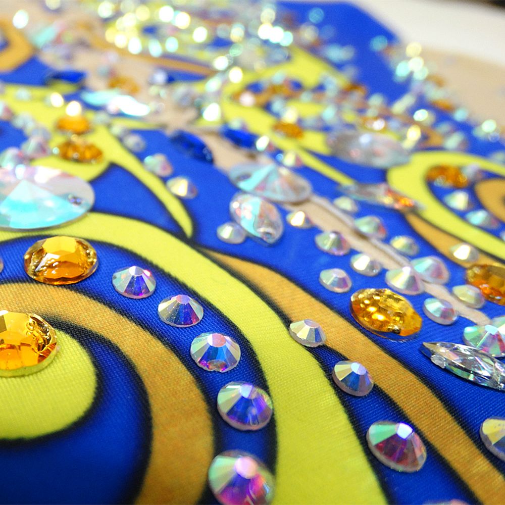 LIUHUO Gymnastics Leotards Girls Handmade Sleeveless Competition Dance Rhythmic Gymnastics Artistic Gymnastics Blue