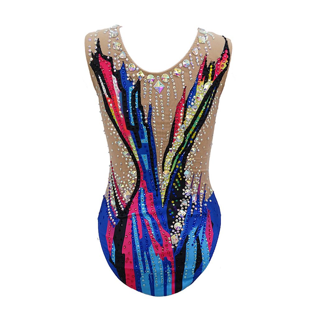 Hot-Sale Synchronized Swimming Suit Girls' Colourful Spandex & Mesh Acrobatics Gymnastics Leotards for Performance Handmade Costume