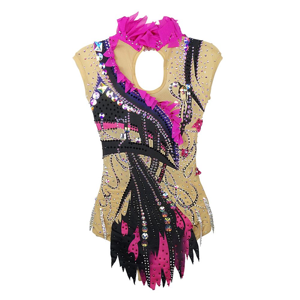 Kid's Girls' Rhythmic Gymnastics Leotards Artistic Gymnastics Leotards Jeweled Spandex Purple Rhythmic Gymnastics Artistic Gymnastics Leotard Sleeveless Sport Activewear Handmade