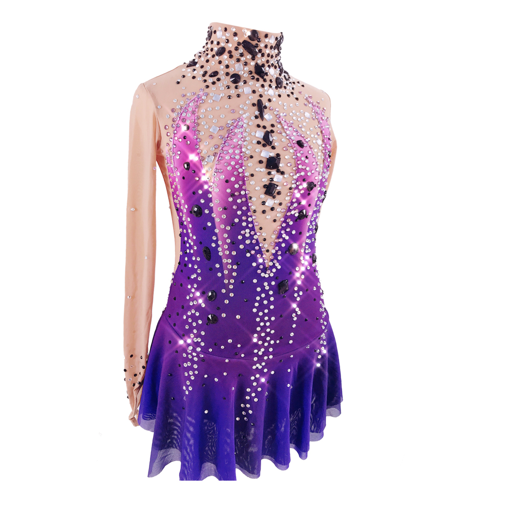 Ice Figure Skating Dress Girls' Quality Crystals High Elasticity Training Competition Skating Wear Solid Colored Classic / Rhinestone / Kids Performance Wear
