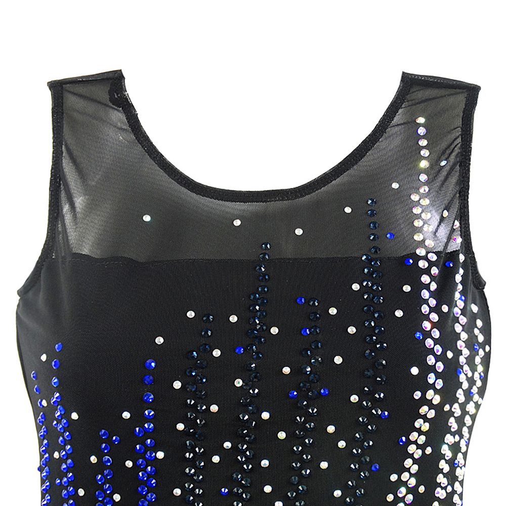 Figure Skating Dress Women's Girls' Ice Skating Dress Dark Blue Open Back Spandex Stretch Yarn High Elasticity Training Competition Skating Wear Handmade Solid Colored