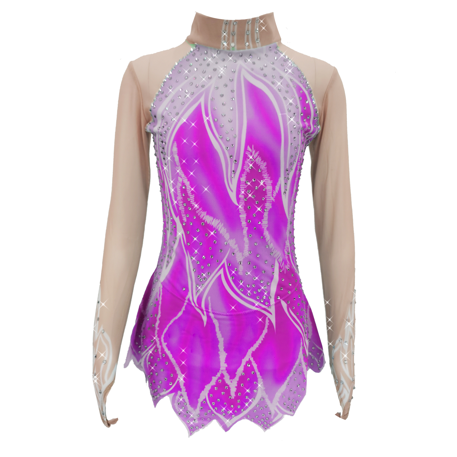 LIUHUO Gymnastics Leotards Girls Handmade Long Sleeves Competition Dance Rhythmic Gymnastics Artistic Gymnastics Blue Pink