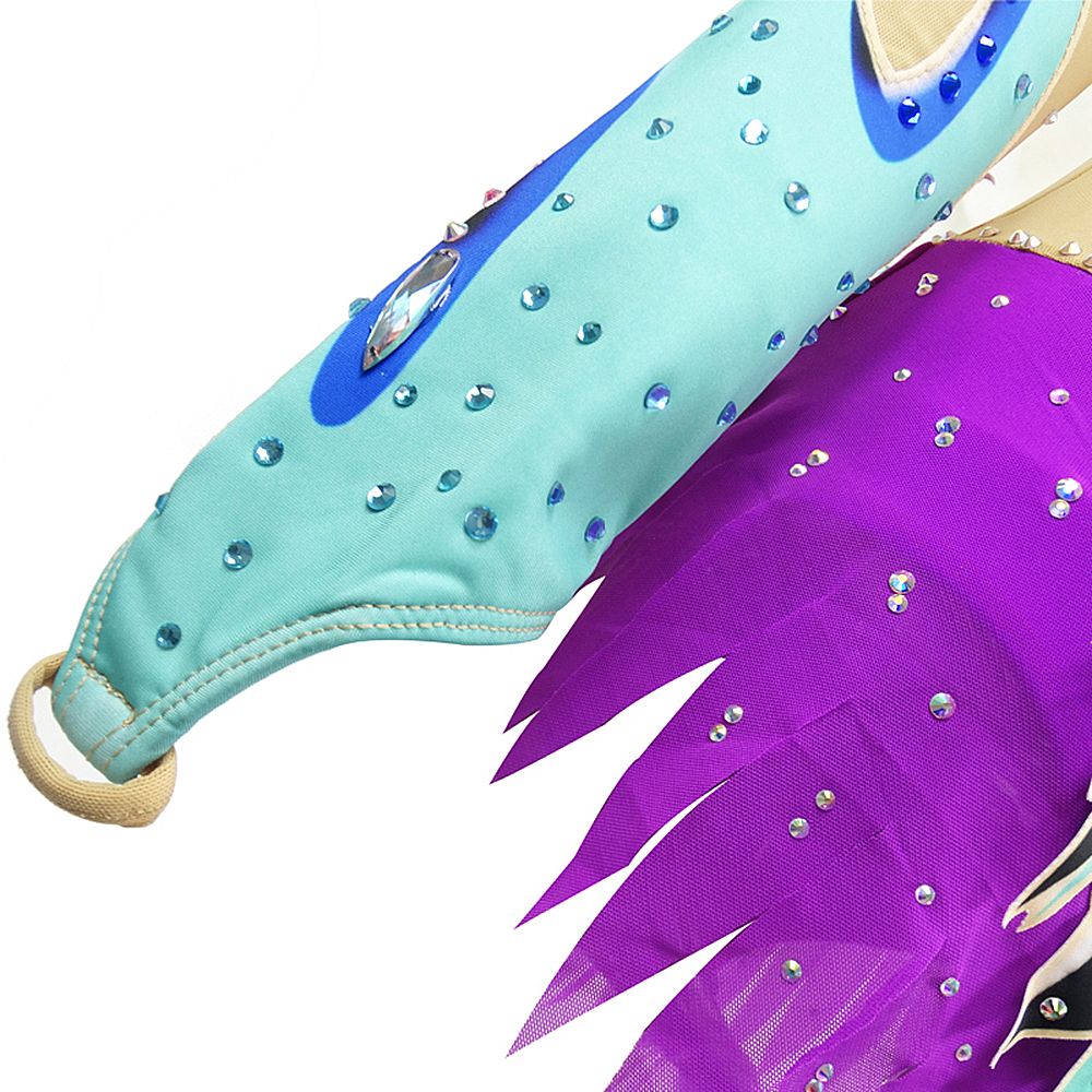 Women's Girls' Rhythmic Gymnastics Leotards Artistic Jeweled Purple Spandex Dance Rhythmic Gymnastics Ice Skating Sport Activewear Handmade