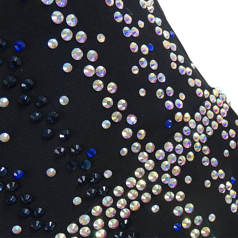 Figure Skating Dress Women's Girls' Ice Skating Dress Dark Blue Open Back Spandex Stretch Yarn High Elasticity Training Competition Skating Wear Handmade Solid Colored