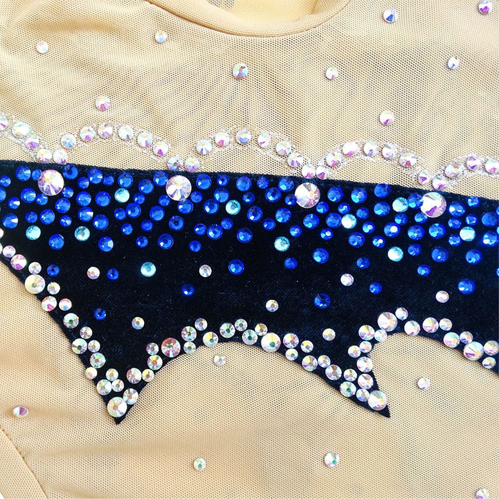 Aerobatics Gymnastics Leotards Girls Handmade Sleeveless Competition Dance Blue Rhythmic Gymnastics Artistic Gymnastics Blue