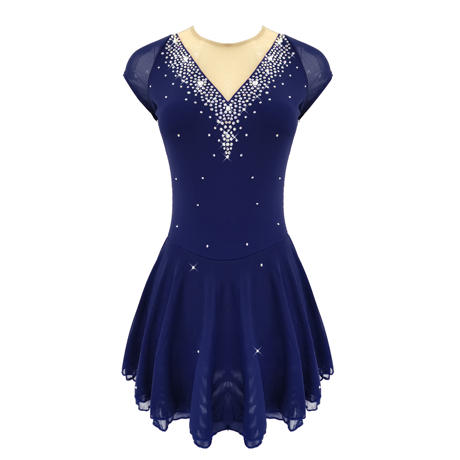 LIUHUO Handmade Figure Skating Dress Women's Girls' Ice Skating Dress Black Mesh Spandex High Elasticity Practice Competition Skating Wear Crystal / Rhinestone Long Sleeve Ice Skating Winter
