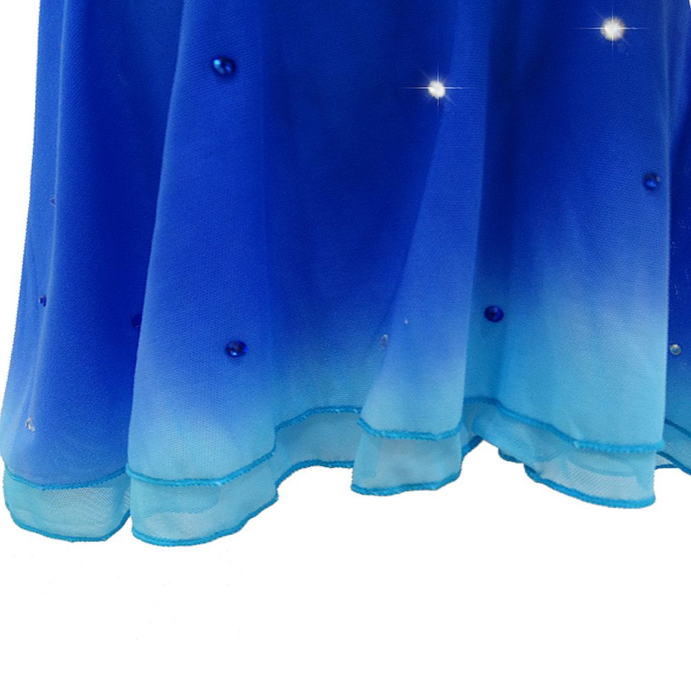 Figure Skating Dress Women's Skating Dress Blue Spandex Sports Competition Skating Wear Breathable Solid Long Sleeve Skating Dress