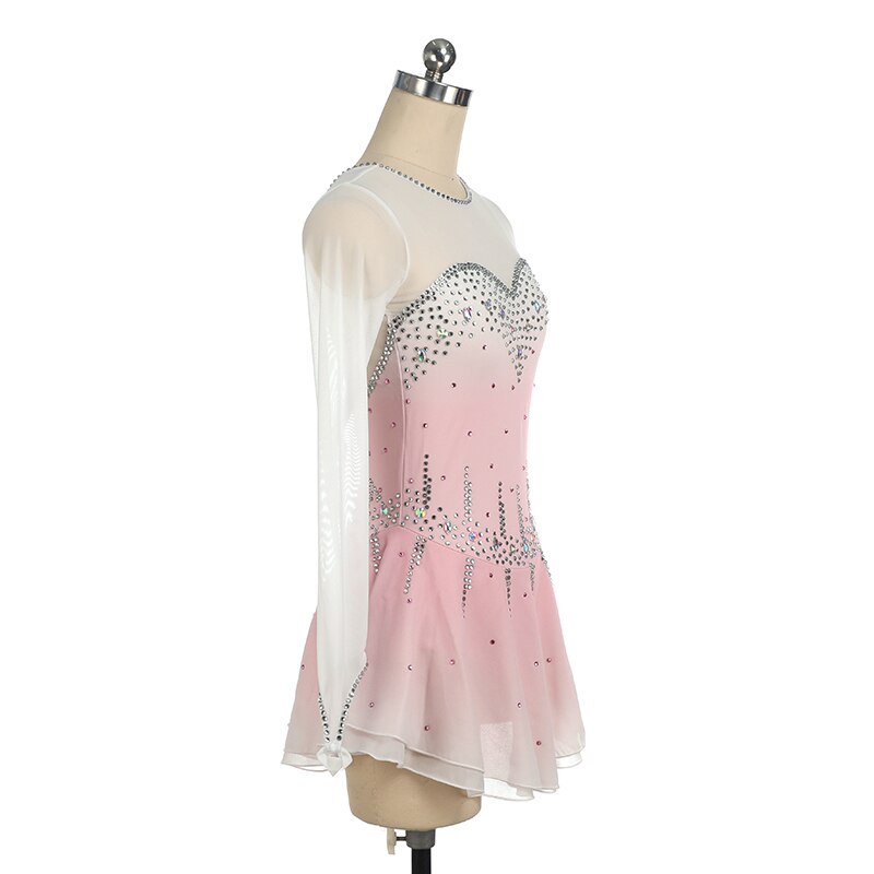 Figure Skating Costume Dress Customized Showwear Ice Skating Skirt for Girl Women Kids Patinaje Gymnastics Performance pink