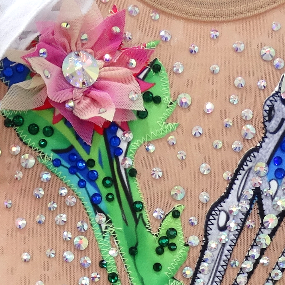 Rhythmic Gymnastics Leotards Artistic Gymnastics Leotards Women's Girls' Kids Dress Leotard Spandex Elastane High Elasticity Handmade Long Sleeve Competition Dance Ice Skating Rhythmic Gymnastics