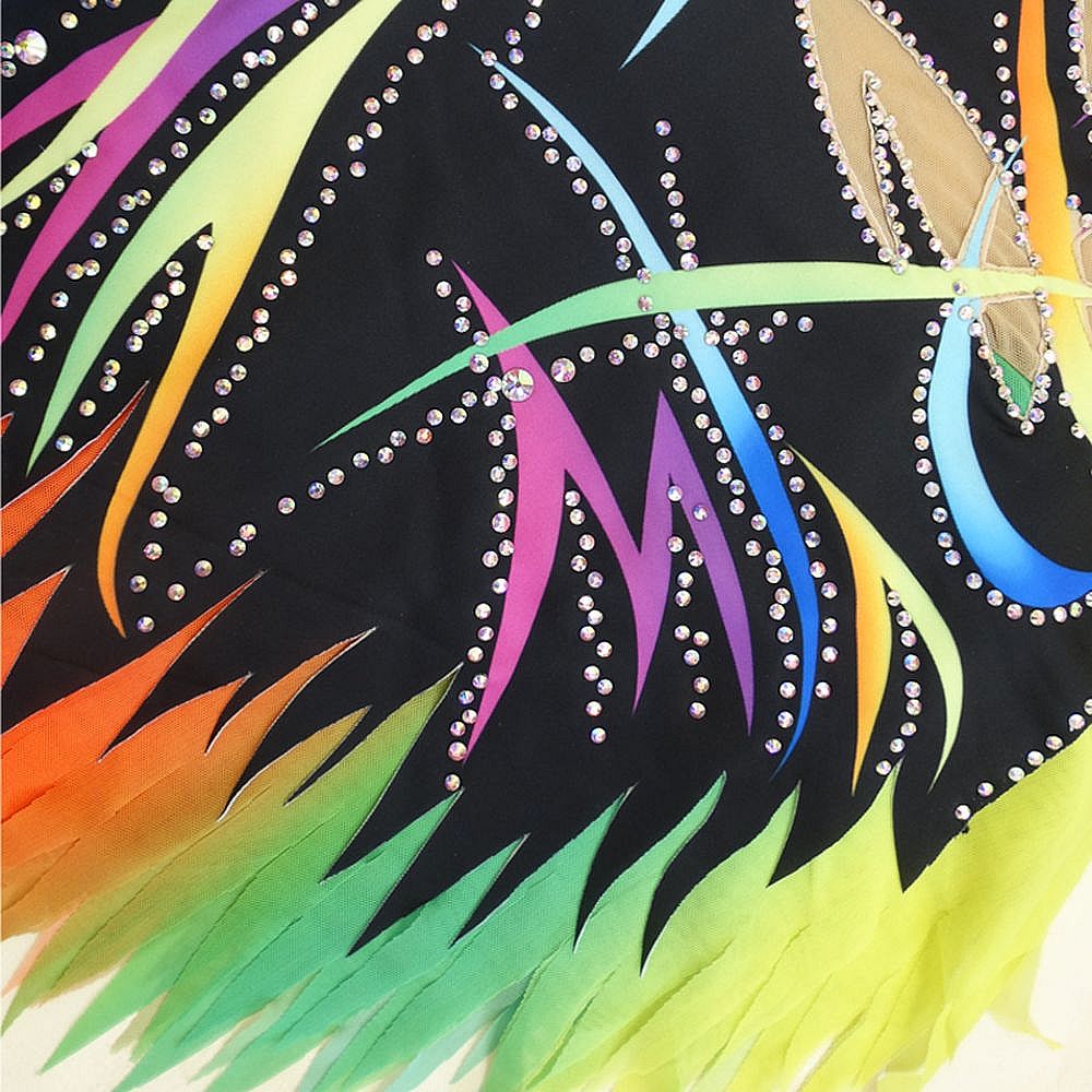 Rhythmic Gymnastics Leotards Women's Boys' Kids Dance Yellow Kids Velvet High Elasticity Handmade Long Sleeve Competition Dance Ice Skating Dress