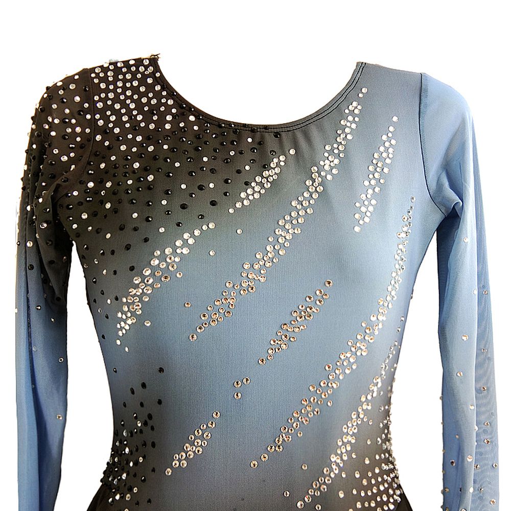 Girls Ice Figure Skating Dress Women's Gray Gradient Spandex High Elasticity Training Competition Skating Wear Handmade Crystal / Rhinestone Gradient Color Long Sleeve Ice Skating