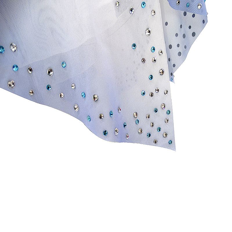 Ice Figrue Skating Dress Girls Women Competition Light Blue Gradient High Elasticity Handmade Long Sleeve Dance Ice Skating Rhythmic Gymnastics