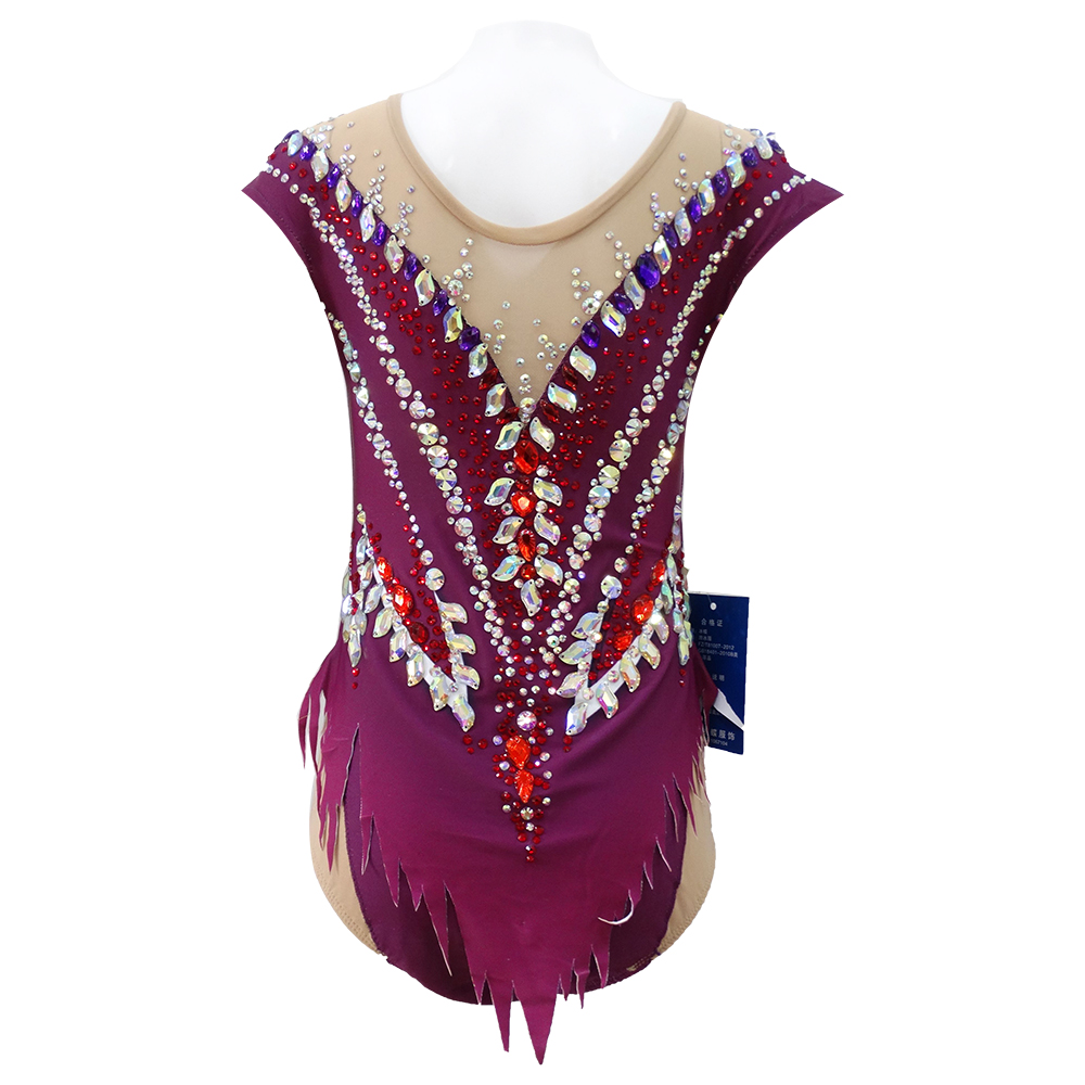 Rhythmic Gymnastics Leotards Women's Girls' Kids Dance Artistics Gymnastics Leotards Spandex High Elasticity Handmade Long Sleeve Competition Dance Ice Skating Dress