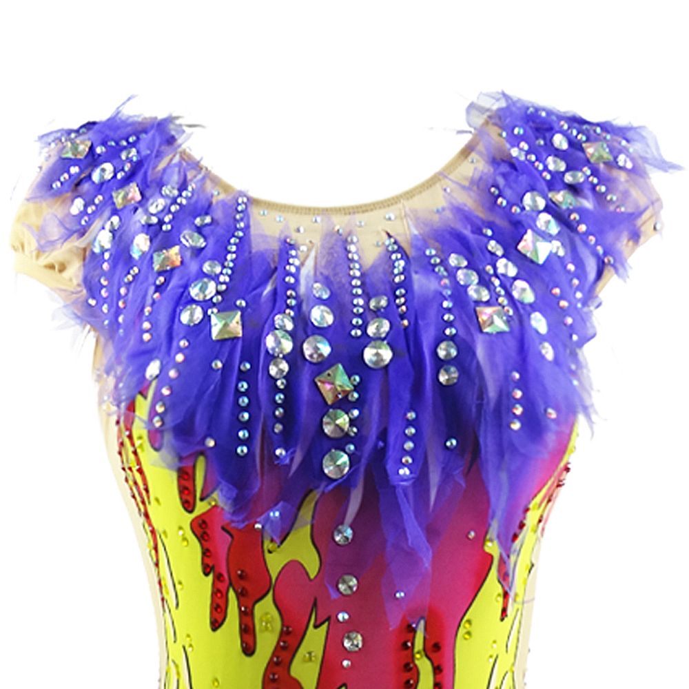 Girls Rhythmic Gymnastics Leotards Dance Gymnastics Competition Leotards Womens' Spandex High Elasticity Handmade CapSleeves Leotards for Performance