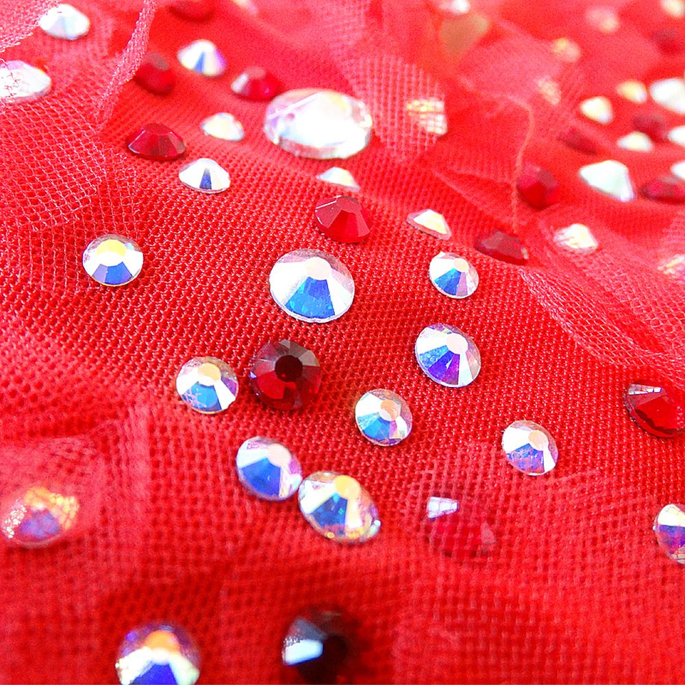 Figure Skating Dress Women's Girls' Ice Skating Dress Red Flowers Cross Spandex High Elasticity Training Competition Skating Wear Handmade Crystal / Rhinestone Gradient Color Long Sleeve Ice Skating