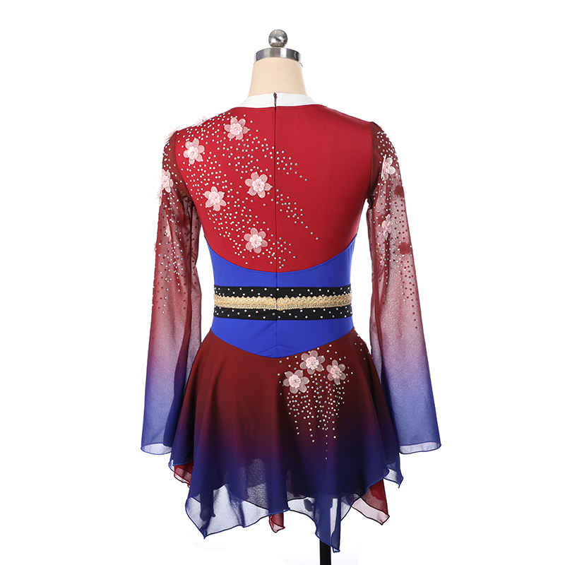Mulan Design Figure Skating Dress Women's Girls' Ice Skating Dress Red Spandex High Elasticity Training Competition Skating Wear Crystal / Rhinestone Sleeveless Ice Skating Figure Skating