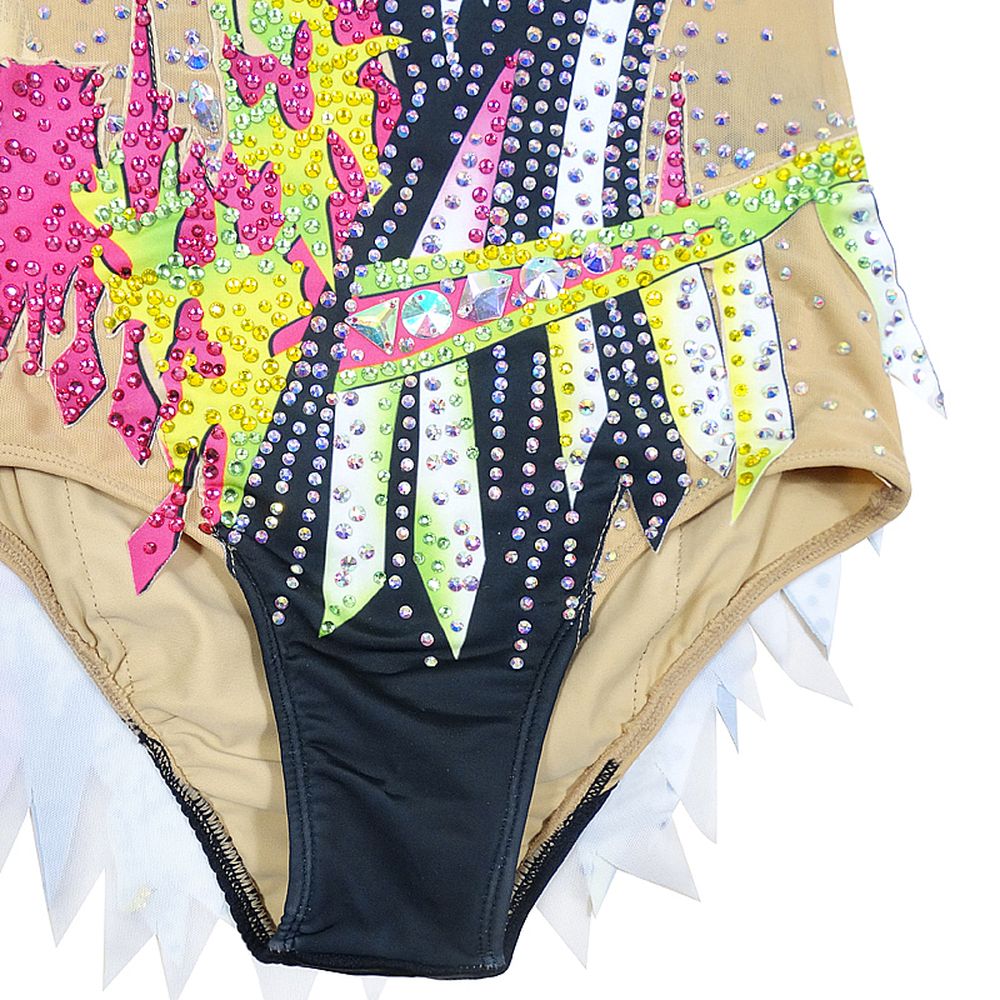 Women's Girls' Rhythmic Gymnastics Leotards Artistic Gymnastics Leotards Jeweled Pink Spandex Dance Rhythmic Gymnastics Artistic Gymnastics Leotard Sleeveless Sport Activewear Handmade