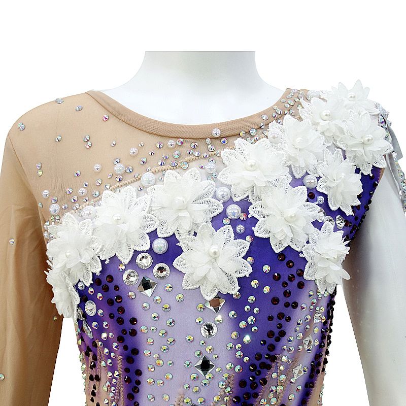 Rhythmic Gymnastics Leotards Women's Girls' Kids  Artistic Gymnastics Leotards Spandex Elastane High Elasticity Handmade Long Sleeve Competition Dance Ice Skating Rhythmic Gymnastics