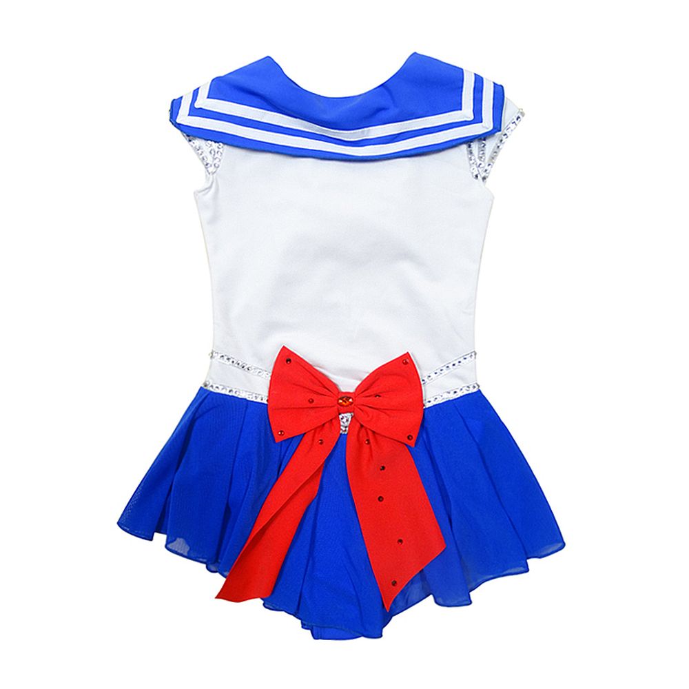 Ice Figure Skating Dress Youth Ice Skating Dress Blue Gradient Competition Skating Wear Breathable Solid Colored Long Sleeve Skating