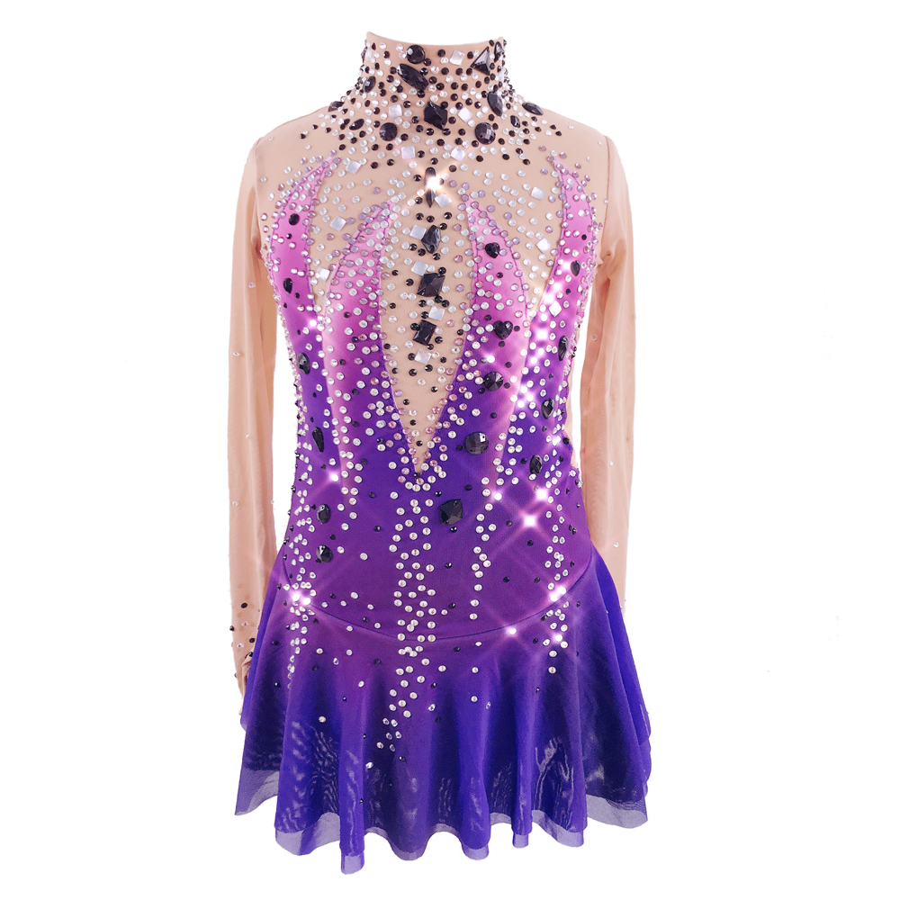 Ice Figure Skating Dress Girls' Quality Crystals High Elasticity Training Competition Skating Wear Solid Colored Classic / Rhinestone / Kids Performance Wear