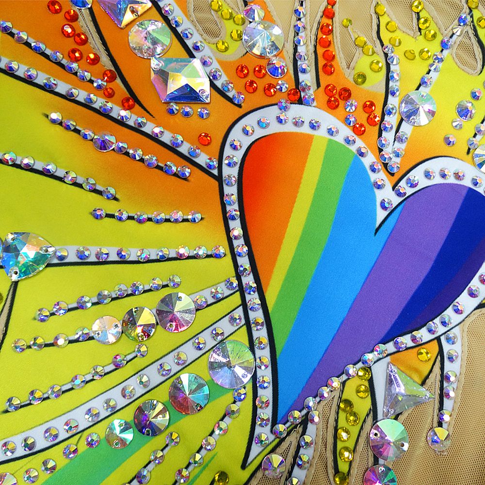 LUHUO Rhythmic Gymnastics Leotards Women's Girls' Kids Dance Blue Heart Kids Spandex High Elasticity Handmade Long Sleeve Competition Dance Ice Skating Dress