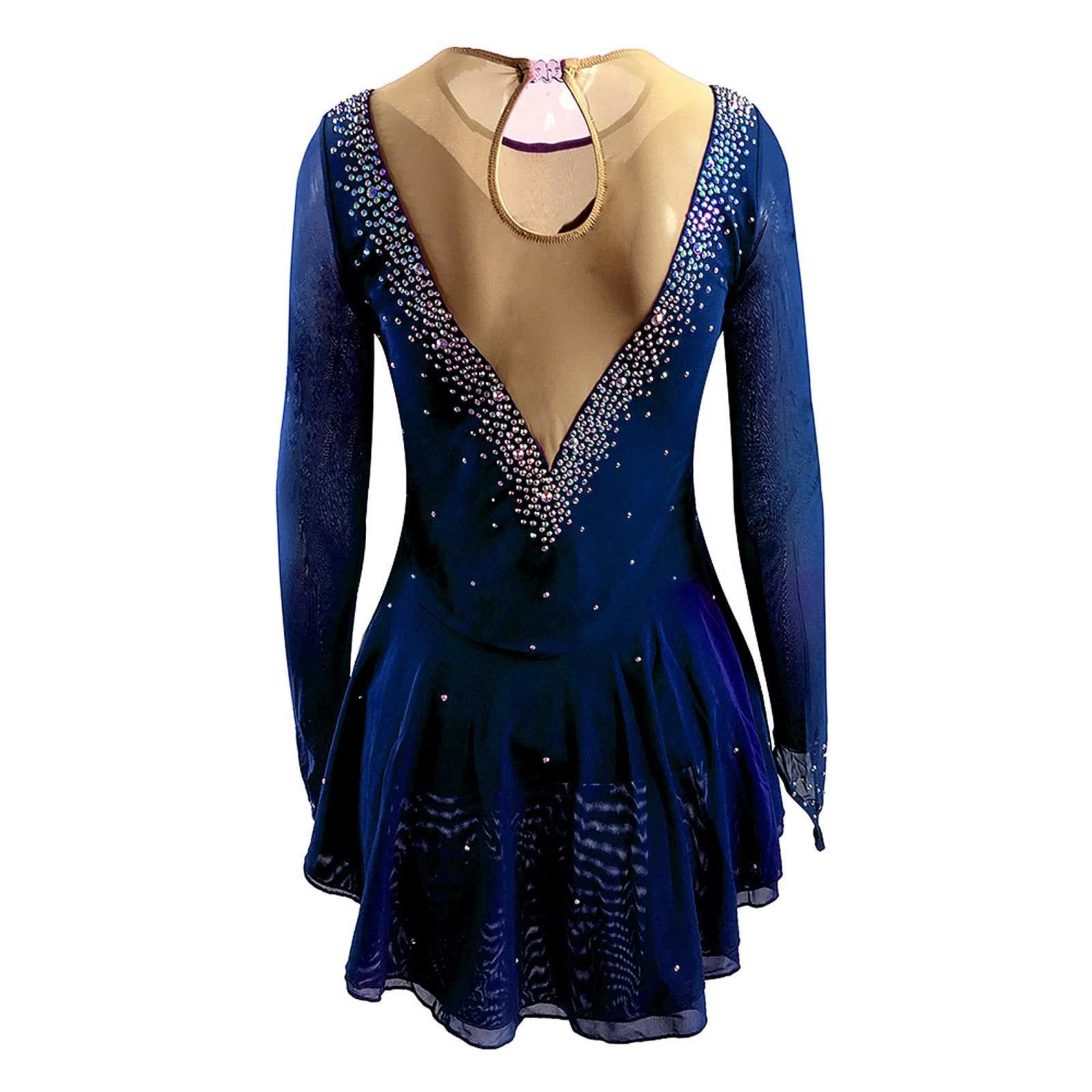 Ice Figure Skating Dress Girls' Black Blue Wine Red Spandex High Elasticity MeshTraining Competition Skating Wear Solid Colored Classic Crystal / Rhinestone / Kids Women