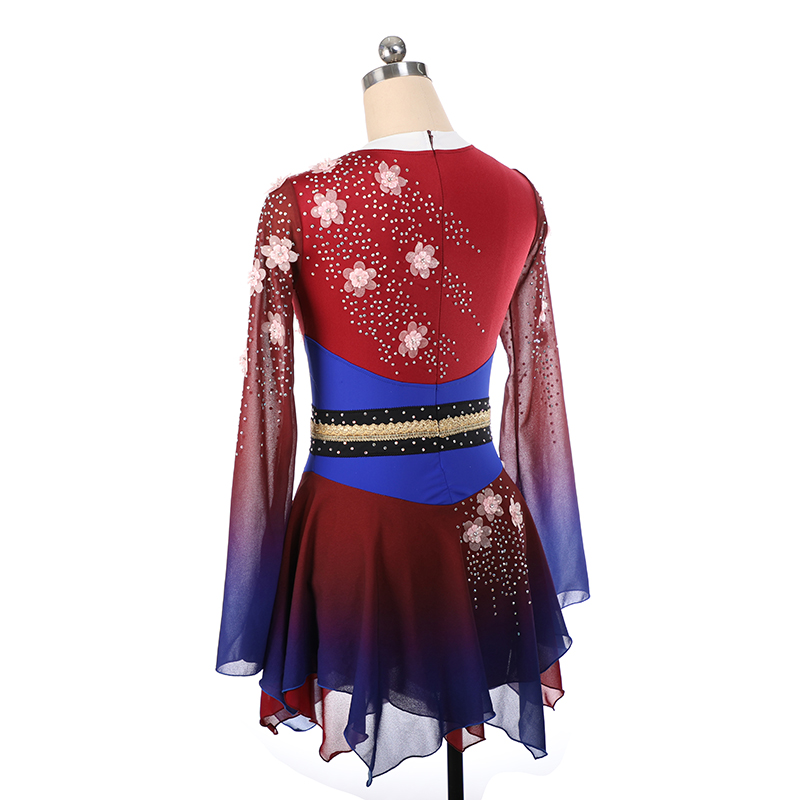 Mulan Design Figure Skating Dress Women's Girls' Ice Skating Dress Red Spandex High Elasticity Training Competition Skating Wear Crystal / Rhinestone Sleeveless Ice Skating Figure Skating