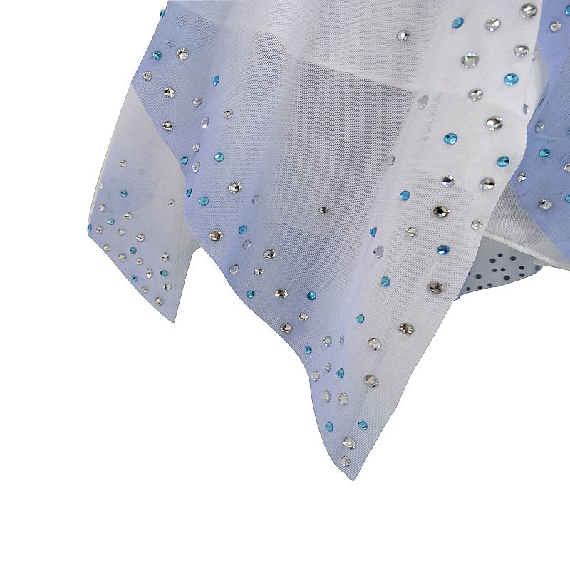 Ice Figrue Skating Dress Girls Women Competition Light Blue Gradient High Elasticity Handmade Long Sleeve Dance Ice Skating Rhythmic Gymnastics