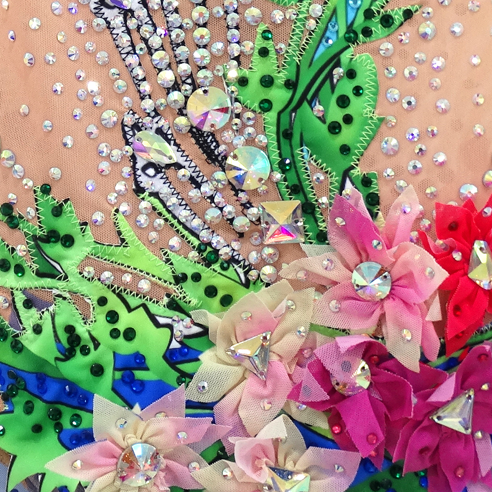 Rhythmic Gymnastics Leotards Artistic Gymnastics Leotards Women's Girls' Kids Dress Leotard Spandex Elastane High Elasticity Handmade Long Sleeve Competition Dance Ice Skating Rhythmic Gymnastics