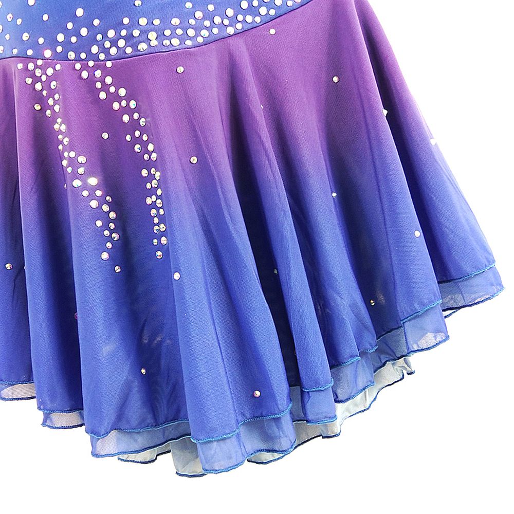 Figure Skating Dress Women's Girls' Ice Skating Dress Purple Gradient Spandex High Elasticity Competition Skating Wear Quick Dry Anatomic Design Classic Long Sleeve Ice Skating Figure Skating