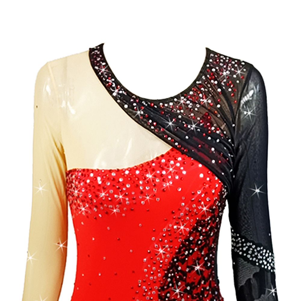 Ice Figure Skating Dress Women's Girls' Black Lace Quality Crystals High Elasticity Training Competition Skating Wear Solid Colored Classic / Rhinestone / Kids Performance Wear