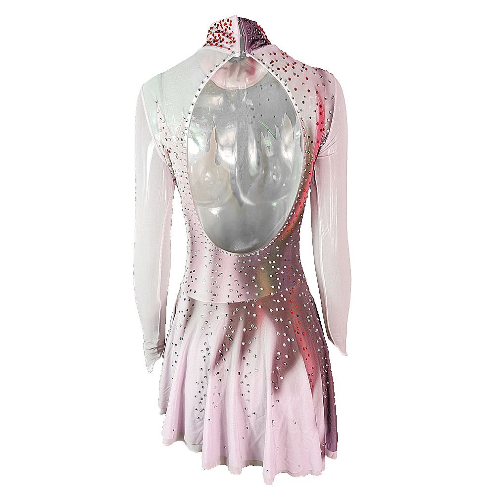 Figure Skating Dress Women's Girls' Ice Skating Dress Black Grey Yan pink Violet Open Back Spandex High Elasticity Training Competition Skating Wear Solid Colored Classic Crystal / Rhinestone / Kids