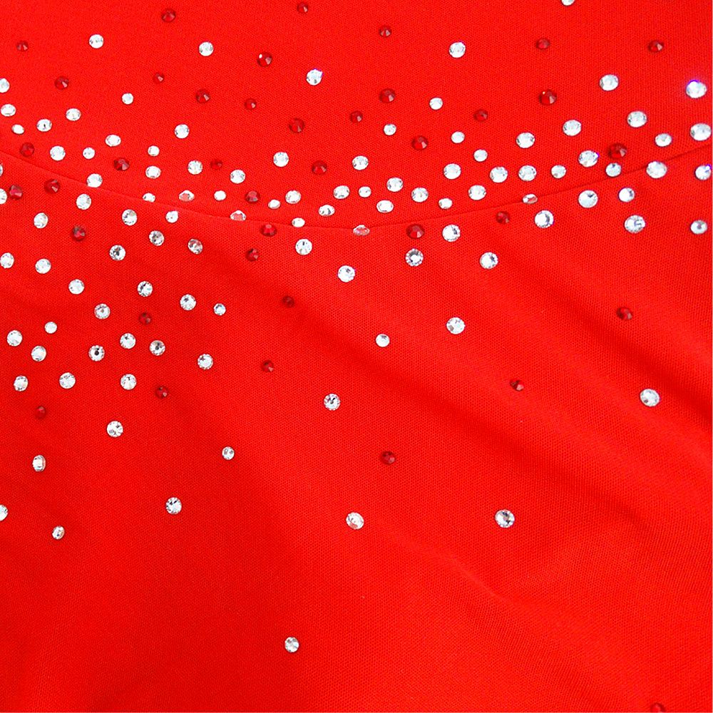 Figure Skating Dress Women's Girls' Ice Skating Dress Red Black Lace Spandex High Elasticity Training Competition Skating Wear Handmade Crystal / Rhinestone Gradient Color Long Sleeve Ice Skating