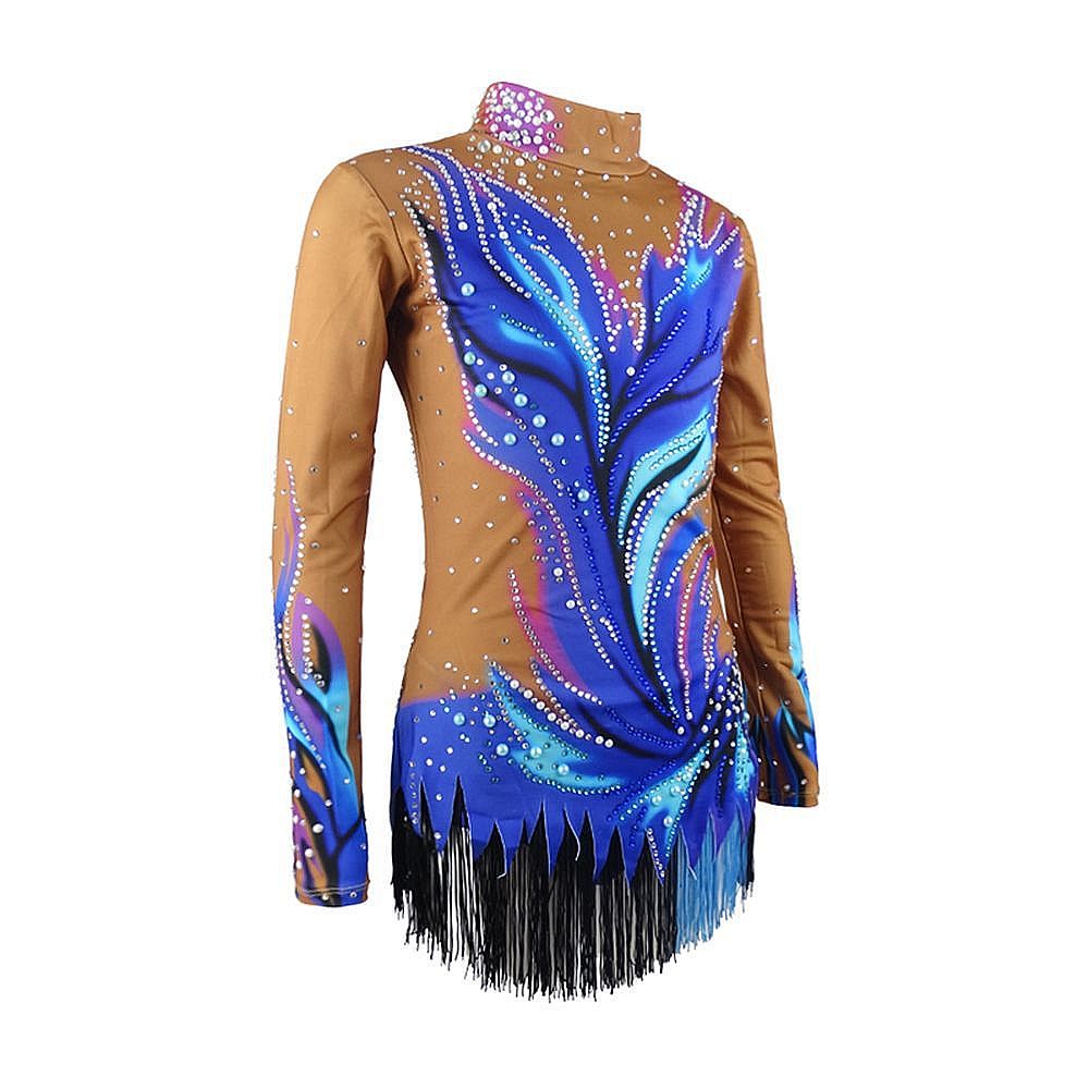 Rhythmic Gymnastics Leotards Girls Women Handmade Competition Dance Brown Figure Skating Dress Acrobatics Girls Gymnastics Artistic Leotard Pink