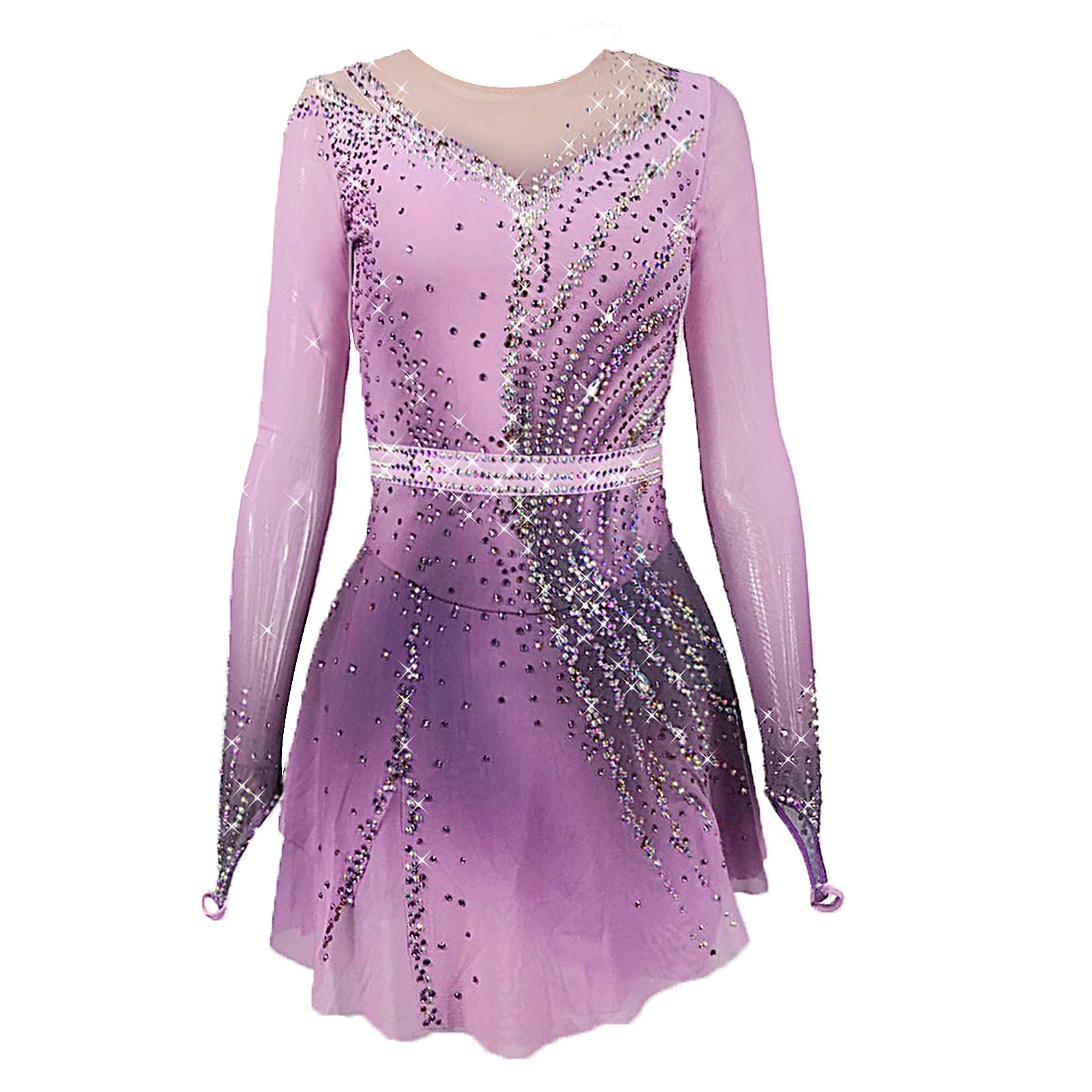 Ice Figure Skating Dress Women's Girls' Yan pink Violet Quality Crystals High Elasticity Training Competition Skating Wear Solid Colored Classic / Rhinestone / Kids Performance Wear