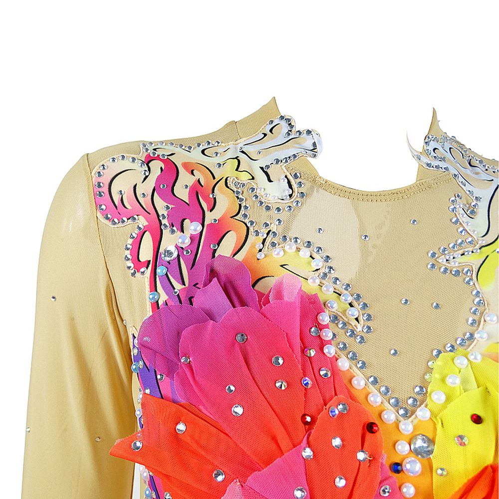 Rhythmic Gymnastics Leotards Artistic Gymnastics Leotards Women's Girls' Kids Leotard Spandex High Elasticity Breathable Yellow