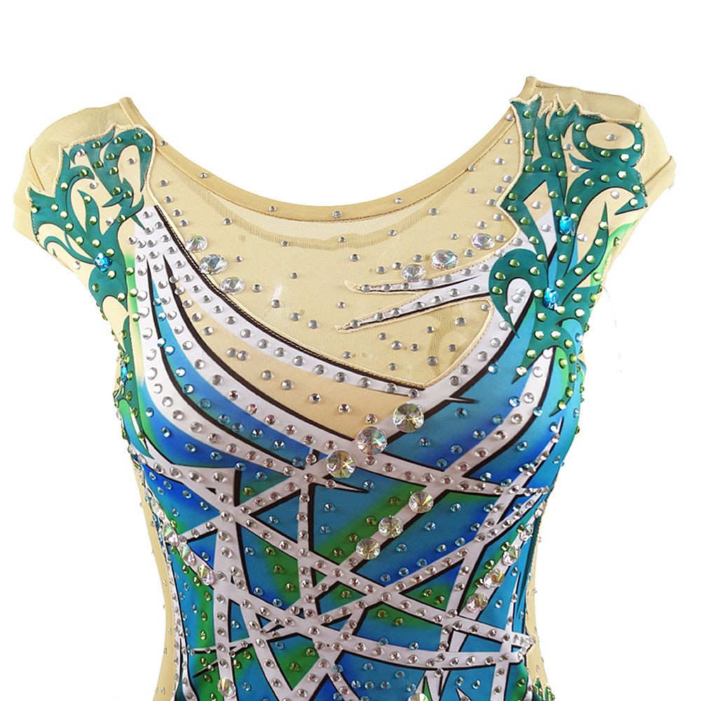 Women's Girls' Rhythmic Gymnastics Leotards Artistic Gymnastics Leotards Jeweled Figure Skating Dress Dance Rhythmic Gymnastics Artistics Leotard Sleeveless Sport Activewear Handmade