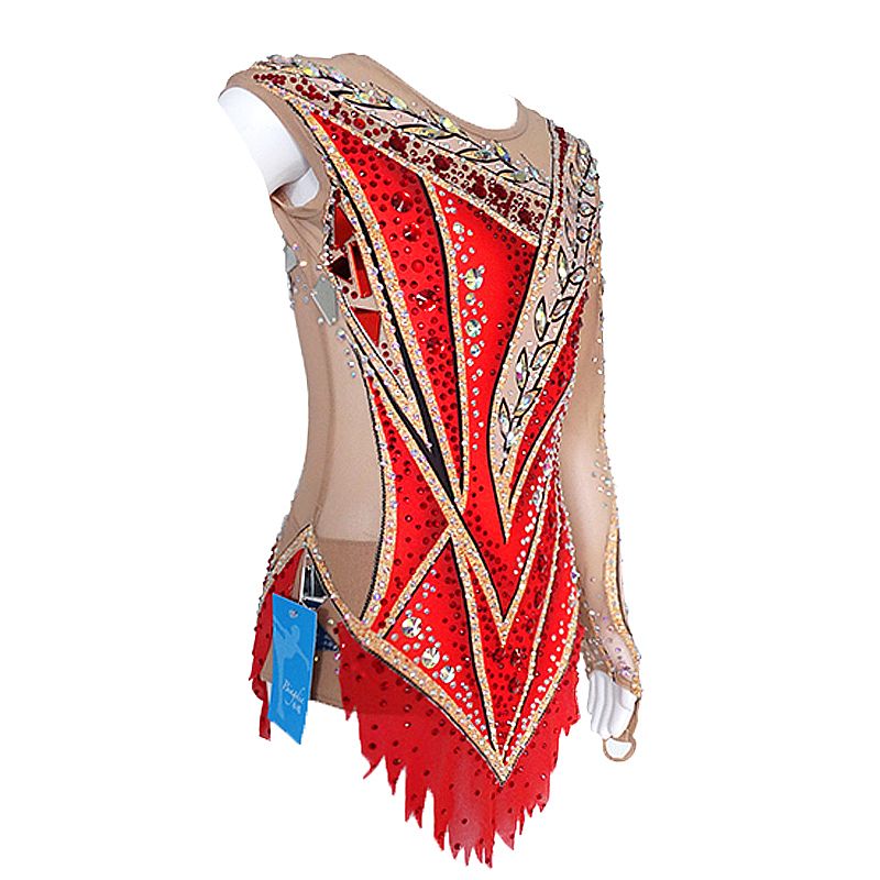 Rhythmic Gymnastics Leotards Women's Girls' Kids  Artistic Gymnastics Leotards Spandex Elastane High Elasticity Handmade Long Sleeve Competition Dance Ice Skating Rhythmic Gymnastics