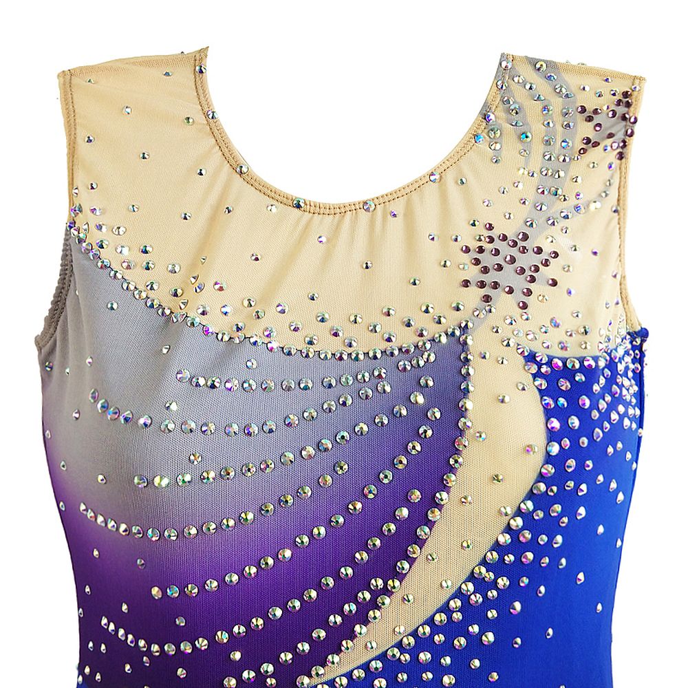 Figure Skating Dress Women's Girls' Ice Skating Dress Purple Gradient Spandex High Elasticity Competition Skating Wear Quick Dry Anatomic Design Classic Long Sleeve Ice Skating Figure Skating