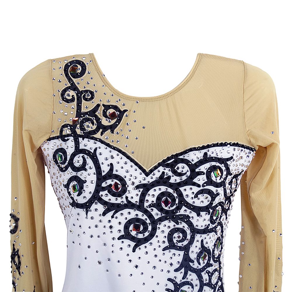 Figure Skating Dress Women's Ice Skating Dress White Leisure Sports Competition Skating Wear Breathable Solid Colored Long Sleeve Skating