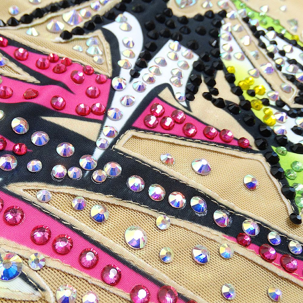 Women's Girls' Rhythmic Gymnastics Leotards Artistic Gymnastics Leotards Jeweled Pink Spandex Dance Rhythmic Gymnastics Artistic Gymnastics Leotard Sleeveless Sport Activewear Handmade