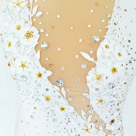 Ice Figure Skating Dress Women High Elasticity Training Competition Skating Wear White Sleeveless Classic / Rhinestone / Kids Performance Wear